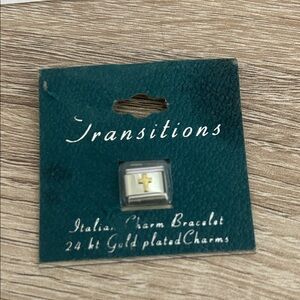 Italian Modular Charm Bracelet Gold Cross Charm